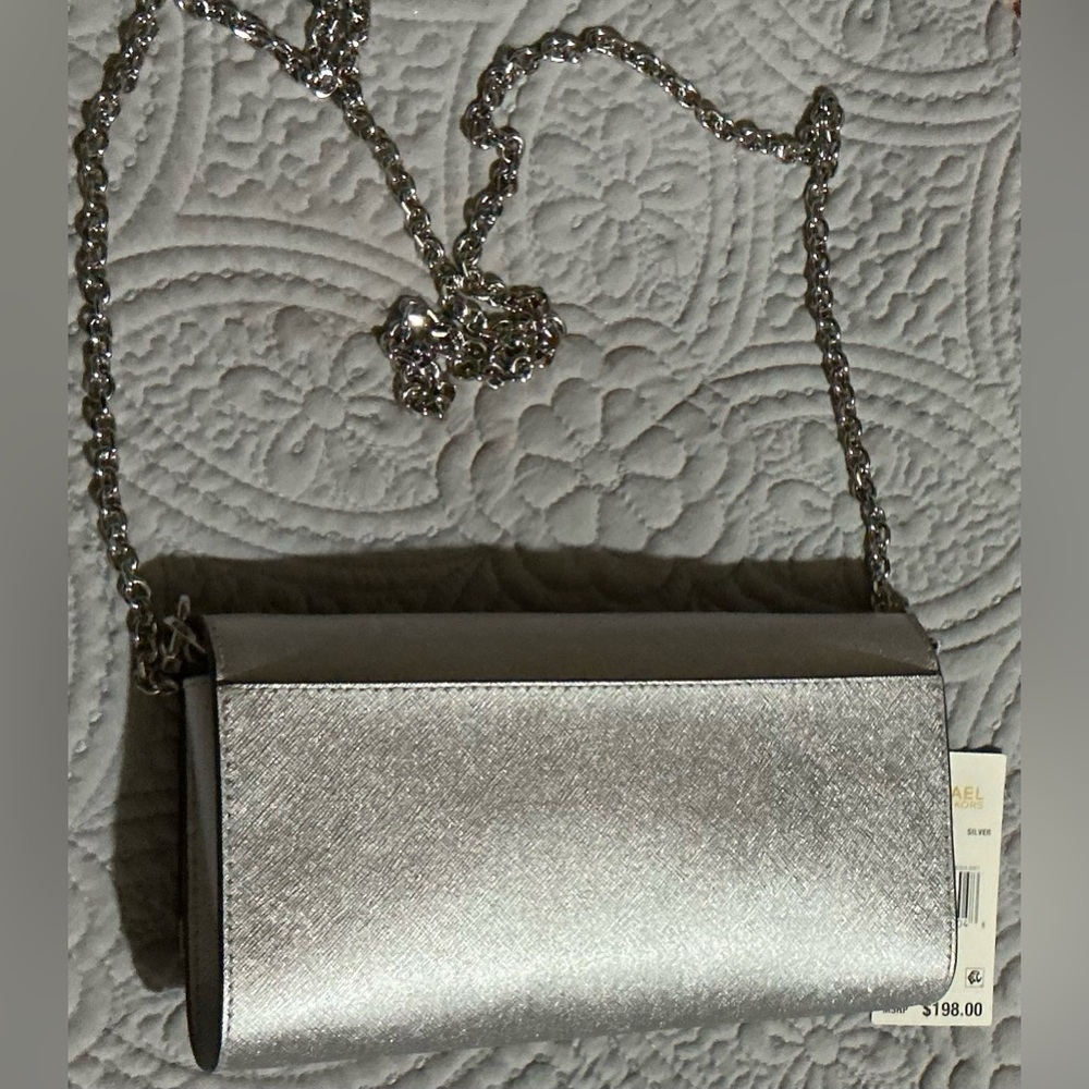 Michael Kors Silver Leather Clutch - Picture 2 of 13